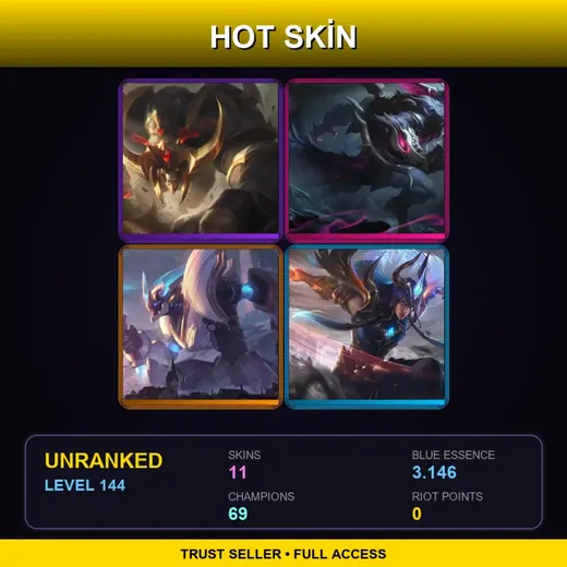 BR | Conqueror Alistar | Old God Warwick | Lancer Stratus Wukong | Dawnbringer Yone | 11 Skin | 69 Champ | Lv144