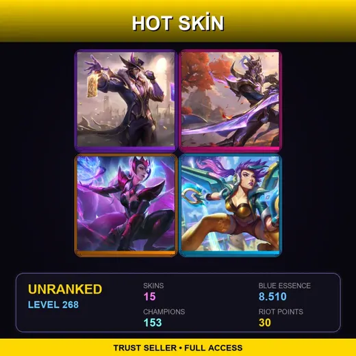 LAN | Victorious Twisted Fate | Victorious Master Yi | Challenger Ahri | Arcade Kai'Sa | 15 Skin | 153 Champ | Lv268