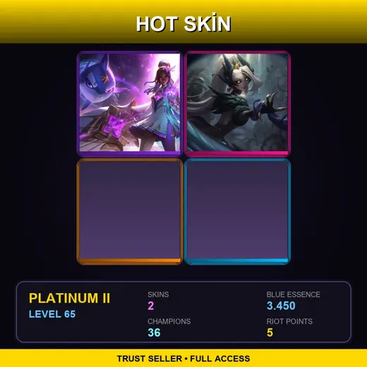 EUW | Star Guardian Senna | Coven Zyra | 2 Skin | 36 Champ | Platinum II | Lv65
