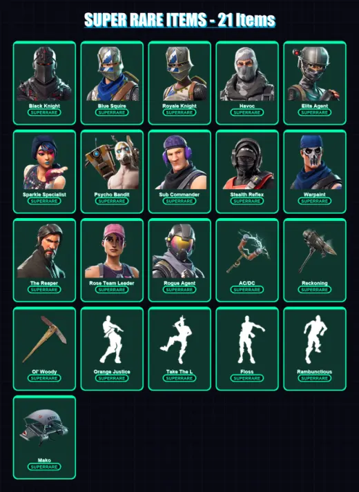 [PC/XBOX/PSN] | Black Knight | Blue Squire | Royale Knight | Havoc | Elite Agent | 88 skin | 75 pickaxe | 84 emote | 78 glider | Lv944