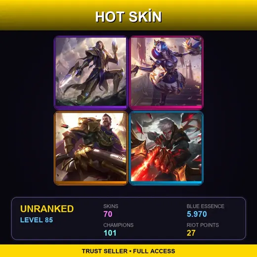 TR | Victorious Lucian | Victorious Orianna | Victorious Graves | Conqueror Varus | 70 Skin | 101 Champ | Lv85