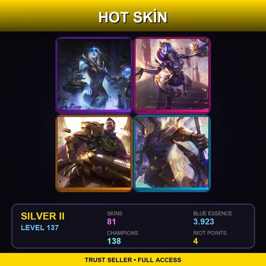 SG | Cosmic Queen Ashe | Victorious Orianna | Victorious Graves | Victorious Aatrox | 81 Skin | 138 Champ | Silver II | Lv137 — Omega Squad Teemo