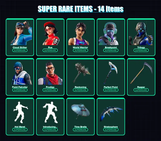 [PC/XBOX/PSN] | Cloud Striker | Rue | World Warrior | Breakpoint | Trilogy | 72 skin | 98 pickaxe | 128 emote | 100 glider | Lv1662