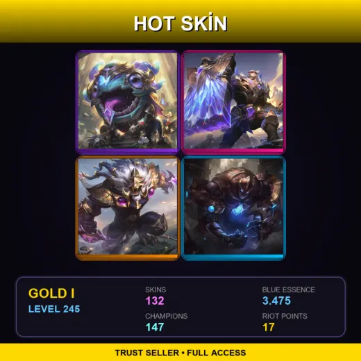 BR | Victorious Kog'Maw | Victorious Braum | Victorious Rengar | Hextech Galio | 132 Skin | 147 Champ | Gold I | Lv245 — Sweetheart Annie
