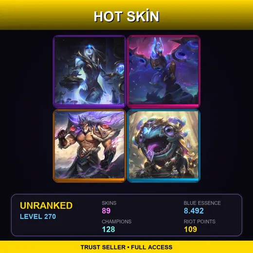 VN | Victorious Tryndamere | Victorious Kog'Maw | Victorious Anivia | Victorious Lucian | 89 Skin | 128 Champ | Lv270