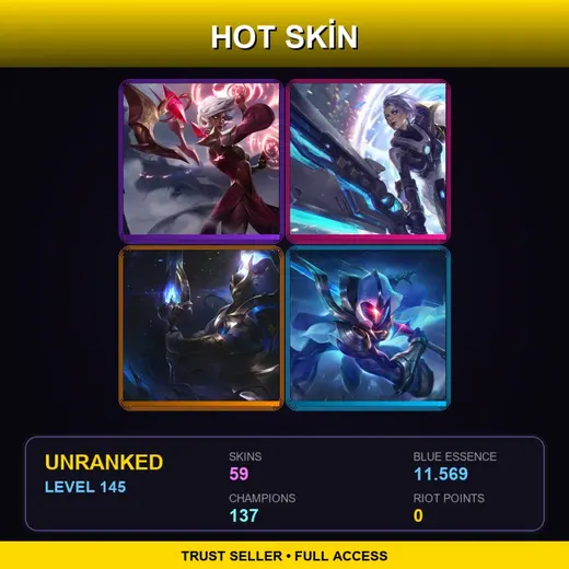 VN | Conqueror Karma | Cosmic Defender Xin Zhao | Cosmic Blade Master Yi | Cosmic Enchantress Lulu | 59 Skin | 137 Champ | Lv145