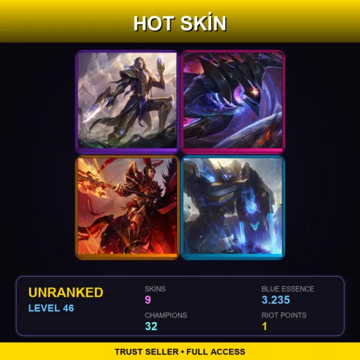 EUW | Victorious Lucian | Dark Star Kha'Zix | Warring Kingdoms Jarvan IV | Mecha Kingdoms Garen | 9 Skin | 32 Champ | Lv46