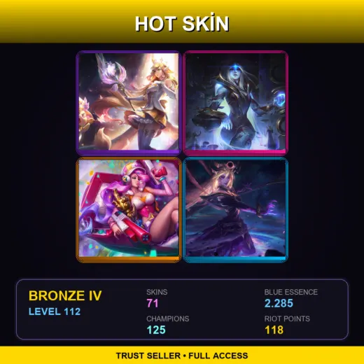EUW | Prestige Star Guardian Soraka | Cosmic Queen Ashe | Arcade Miss Fortune | Dark Cosmic Lux | 71 Skin | 125 Champ | Bronze IV | Lv112