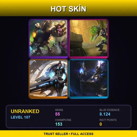 VN | Victorious Blitzcrank | Hextech Singed | Cosmic Defender Xin Zhao | High Noon Twisted Fate | 55 Skin | 153 Champ | Lv107 — Huntress Sivir