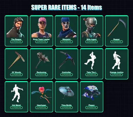 [PC/XBOX/PSN] | The Reaper | Rose Team Leader | Warpaint | Elite Agent | Lynx | 150 skin | 157 pickaxe | 110 emote | 128 glider | Lv2364