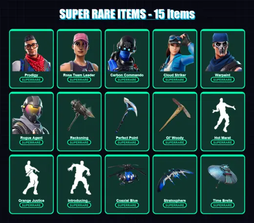 [PC] | Prodigy | Rose Team Leader | Carbon Commando | Cloud Striker | Warpaint | 141 skin | 141 pickaxe | 131 emote | 143 glider | Lv1862