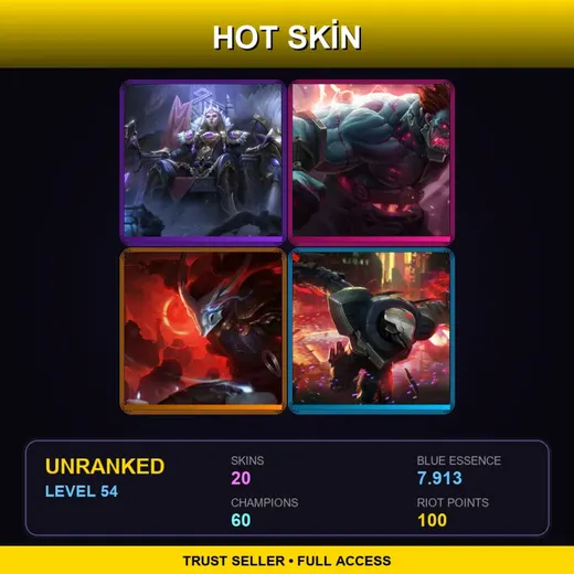 EUW | Victorious Sejuani | Hextech Sion | Blood Moon Yasuo | PROJECT: Zed | 20 Skin | 60 Champ | Lv54