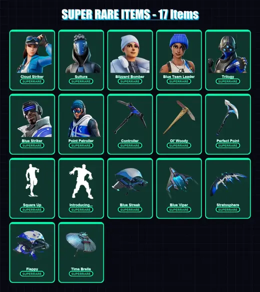 [PS4/PS5/XBOX/PC] | Cloud Striker | Sultura | Blizzard Bomber | Blue Team Leader | Trilogy | 128 skin | 195 pickaxe | 148 emote | 162 glider | Lv260 — Game account