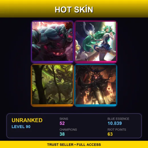 NA | Hextech Sion | Star Guardian Soraka | Elderwood Hecarim | High Noon Senna | 52 Skin | 38 Champ | Lv90