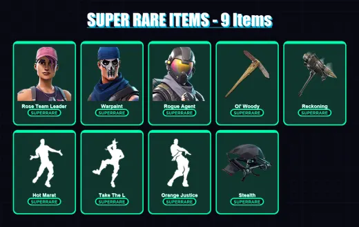 [PC/XBOX/PSN] | Rose Team Leader | Warpaint | Rogue Agent | Frozen Love Ranger | Vertex | 70 skin | 37 pickaxe | 44 emote | 41 glider | Lv294