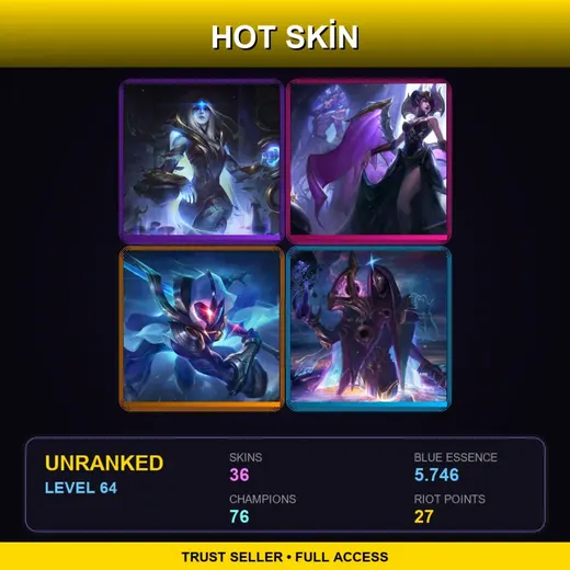 ME | Victorious Morgana | Cosmic Blade Master Yi | Cosmic Queen Ashe | Dark Cosmic Jhin | 36 Skin | 76 Champ | Lv64 — Karthus Lightsbane