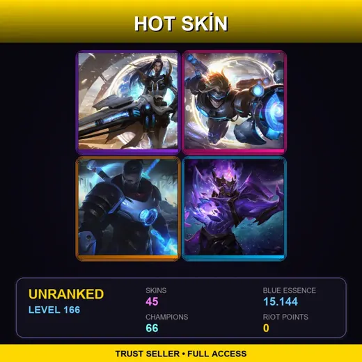 TR | Pulsefire Caitlyn | Pulsefire Ezreal | Pulsefire Shen | Dark Star Jarvan IV | 45 Skin | 66 Champ | Lv166