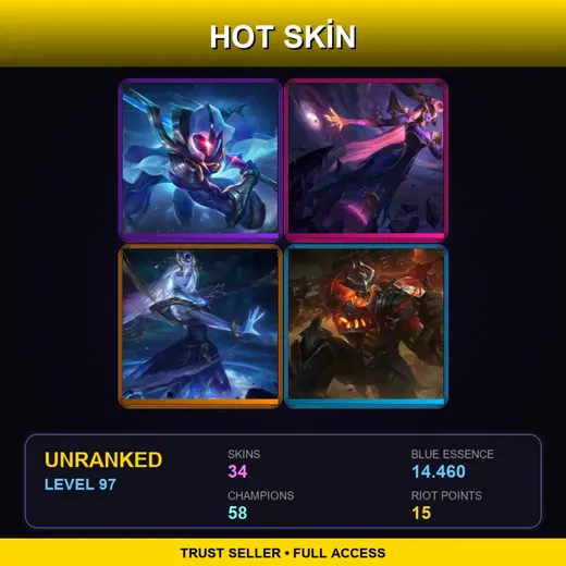 LAS | High Noon Mordekaiser | Cosmic Blade Master Yi | Dark Cosmic Lissandra | PROJECT: Mordekaiser | 34 Skin | 58 Champ | Lv97