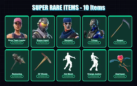 [PC] | Rose Team Leader | Rogue Agent | Warpaint | Trilogy | Molten Valkyrie | 109 skin | 98 pickaxe | 117 emote | 81 glider | Lv1191