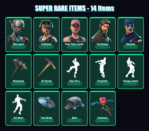 [PC/PSN] | Elite Agent | Trailblazer | Rose Team Leader | The Reaper | Warpaint | 145 skin | 158 pickaxe | 140 emote | 152 glider | Lv1878
