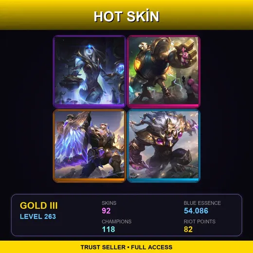 LAS | Cosmic Queen Ashe | Victorious Blitzcrank | Victorious Braum | Victorious Rengar | 92 Skin | 118 Champ | Gold III | Lv263