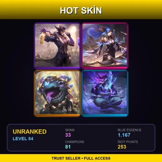 TW | Victorious Twisted Fate | Victorious Sona | Victorious Kog'Maw | Spirit Blossom Master Yi | 33 Skin | 81 Champ | Lv84