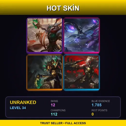 VN | Spirit Blossom Soraka | Warring Kingdoms Azir | Guardian of the Sands Kha'Zix | Chosen of the Wolf Ambessa | 12 Skin | 112 Champ | Lv34