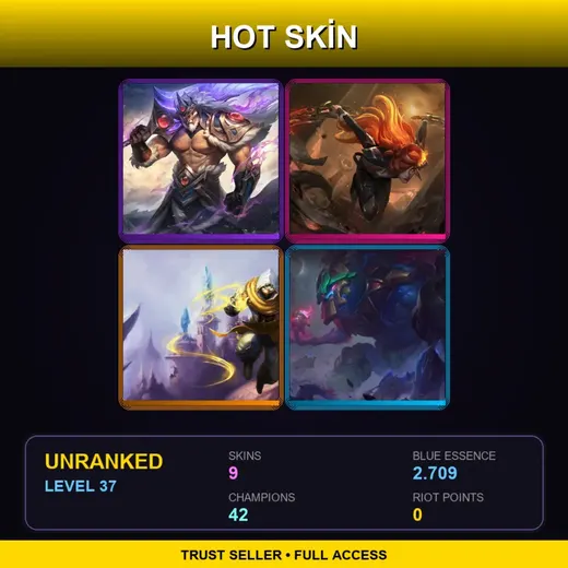EUW | Victorious Tryndamere | High Noon Katarina | Shadow Prince Malzahar | Worldbreaker Maokai | 9 Skin | 42 Champ | Lv37 — LoL account