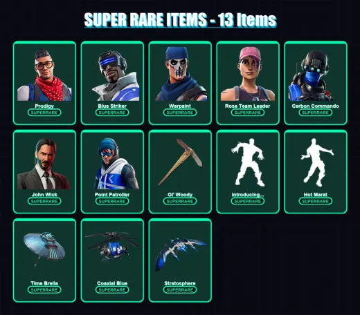[PC/XBOX/PSN] | Prodigy | Blue Striker | Warpaint | Rose Team Leader | Carbon Commando | 69 skin | 53 pickaxe | 104 emote | 66 glider | Lv722