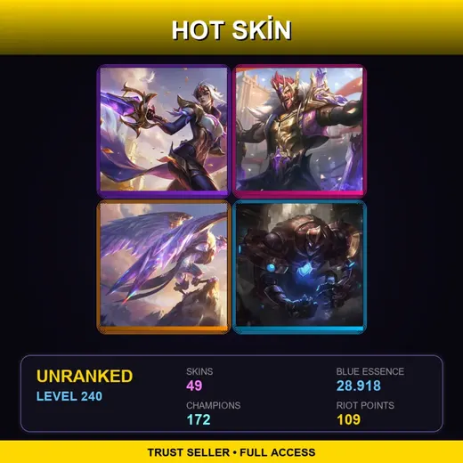 LAN | Victorious Fiora | Victorious Draven | Victorious Anivia | Hextech Galio | 49 Skin | 172 Champ | Lv240