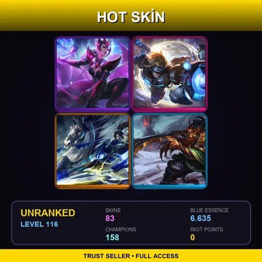 VN | Challenger Ahri | High Noon Varus | PROJECT: Yi | PROJECT: Ashe | 83 Skin | 158 Champ | Lv116 — Space Groove Teemo