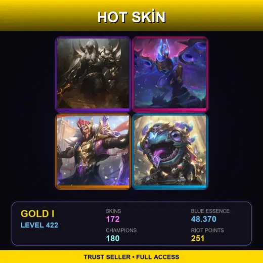 BR | Prestige Blood Moon Aatrox | Victorious Draven | Victorious Kog'Maw | Victorious Anivia | 172 Skin | 180 Champ | Gold I | Lv422