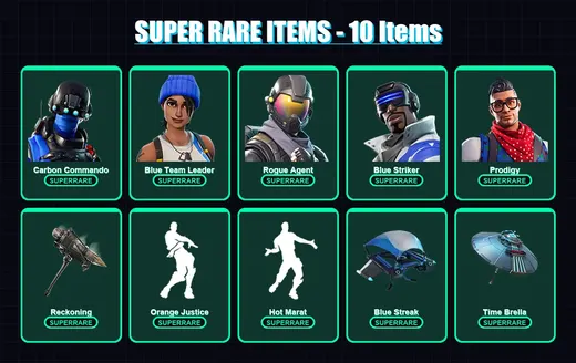 [PS4/PS5/XBOX/PC] | Carbon Commando | Blue Team Leader | Rogue Agent | Blue Striker | Prodigy | 97 skin | 78 pickaxe | 78 emote | 82 glider | Lv971