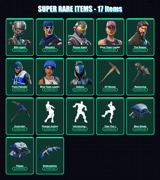 [PS4/PS5/XBOX/PC] | Elite Agent | Warpaint | Rogue Agent | Rose Team Leader | The Reaper | 62 skin | 75 pickaxe | 62 emote | 79 glider | Lv918