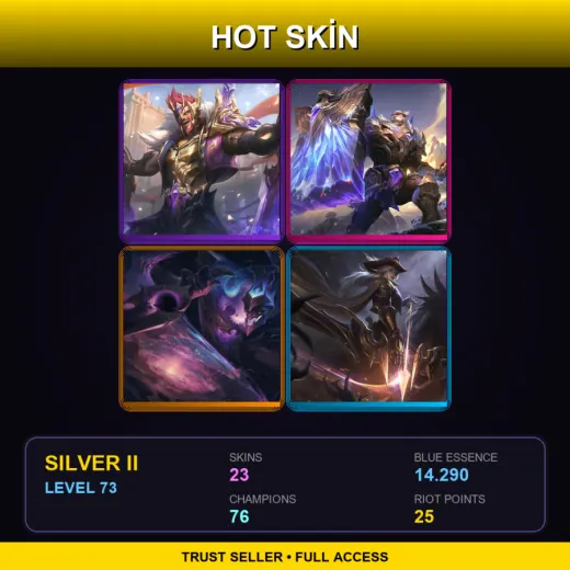 EUW | Victorious Draven | Victorious Braum | Dark Star Shaco | High Noon Ashe | 23 Skin | 76 Champ | Silver II | Lv73