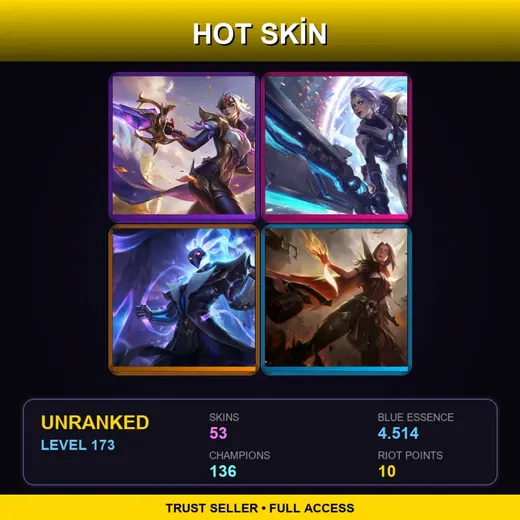 TR | Victorious Fiora | High Noon Irelia | Pulsefire Riven | Blood Moon Aatrox | 53 Skin | 136 Champ | Lv173 — Pentakill Iii Lost Chapter Karthus