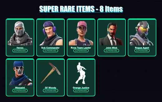 [PC/XBOX/PSN] | Havoc | Sub Commander | Rose Team Leader | John Wick | Rogue Agent | 31 skin | 20 pickaxe | 22 emote | 23 glider | Lv249