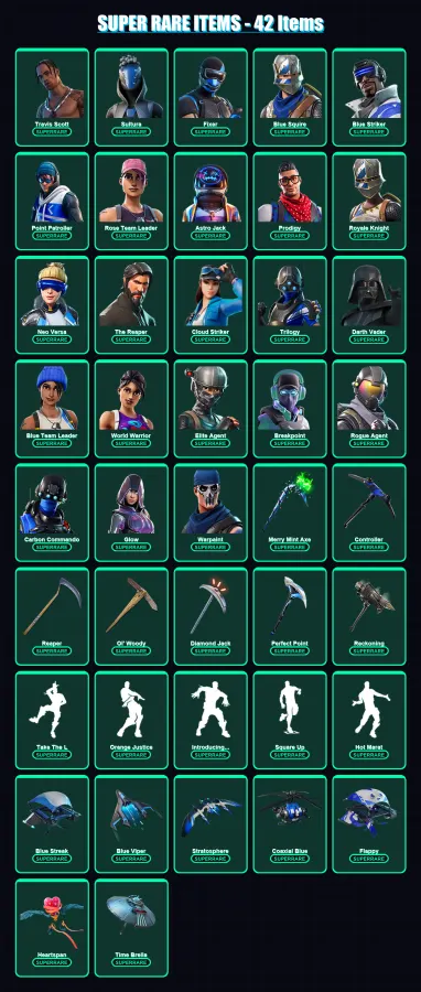 [PC/XBOX/PSN] | Travis Scott | Sultura | Fixer | Blue Squire | Blue Striker | 226 skin | 205 pickaxe | 191 emote | 188 glider | Lv2539