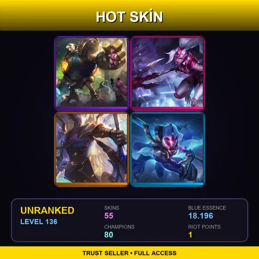 SG | Victorious Blitzcrank | Challenger Nidalee | Victorious Aatrox | Cosmic Blade Master Yi | 55 Skin | 80 Champ | Lv136 — LoL account
