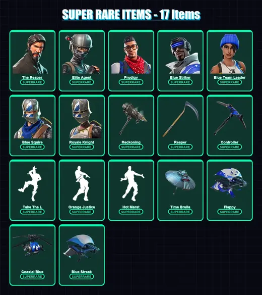 [PS4/PS5/XBOX/PC] | The Reaper | Elite Agent | Prodigy | Blue Striker | Blue Team Leader | 74 skin | 71 pickaxe | 101 emote | 78 glider | Lv1015