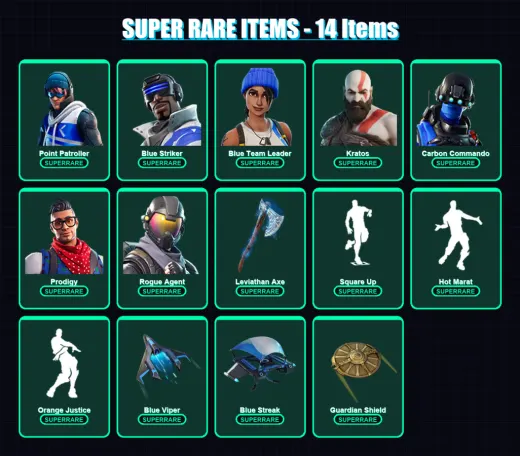 [PS4/PS5/XBOX/PC] | Point Patroller | Blue Striker | Blue Team Leader | Kratos | Carbon Commando | 54 skin | 33 pickaxe | 46 emote | 36 glider | Lv5