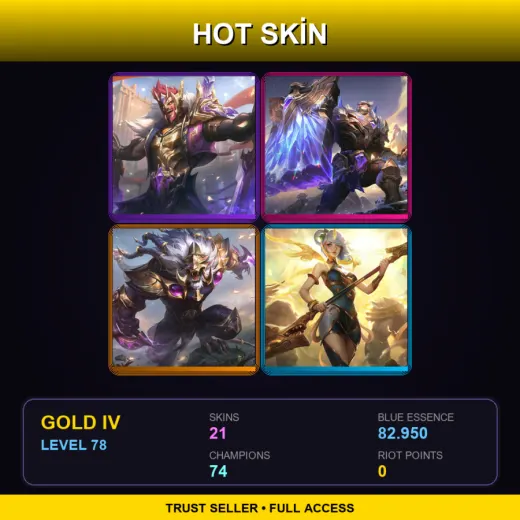 LAS | Victorious Draven | Victorious Braum | Victorious Rengar | Lunar Empress Lux | 21 Skin | 74 Champ | Gold IV | Lv78