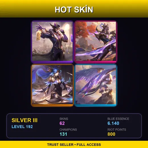 LAS | Victorious Twisted Fate | Victorious Master Yi | Victorious Sona | Victorious Anivia | 62 Skin | 131 Champ | Silver III | Lv192 — Vandal Vladimir