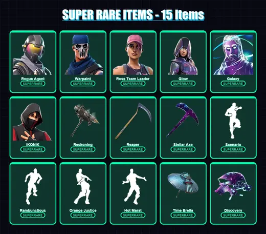 [PC/XBOX/PSN] | Rogue Agent | Warpaint | Rose Team Leader | Glow | Galaxy | 49 skin | 43 pickaxe | 53 emote | 46 glider | Lv465