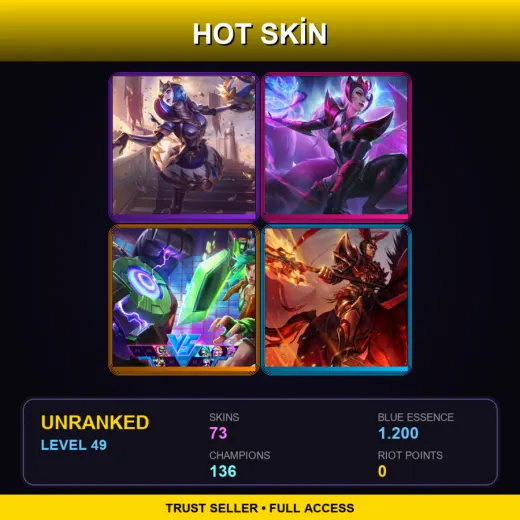 VN | Victorious Orianna | Challenger Ahri | Arcade Riven | Warring Kingdoms Jarvan IV | 73 Skin | 136 Champ | Lv49