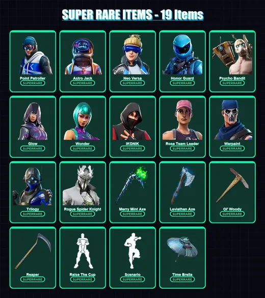 [PC] | Point Patroller | Astro Jack | Neo Versa | Honor Guard | Psycho Bandit | 225 skin | 179 pickaxe | 142 emote | 125 glider | Lv1894