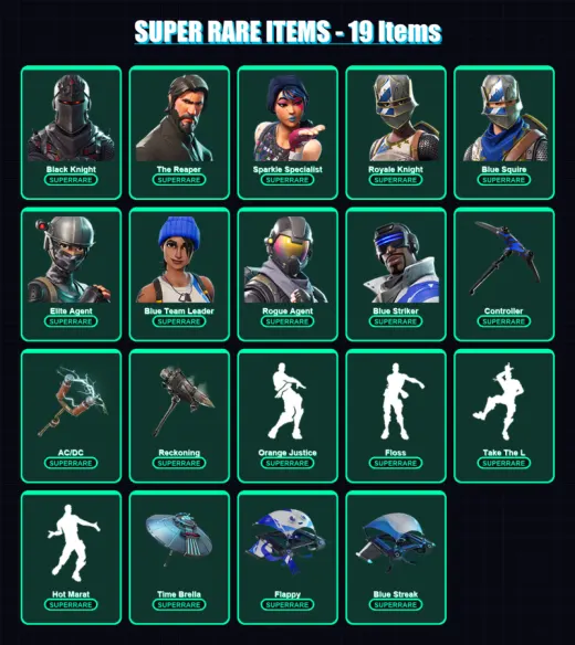[PS4/PS5/XBOX/PC] | Black Knight | The Reaper | Sparkle Specialist | Royale Knight | Blue Squire | 44 skin | 29 pickaxe | 42 emote | 39 glider | Lv6