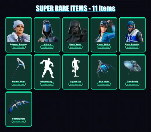 [PC] | Blizzard Bomber | Sultura | Darth Vader | Cloud Striker | Point Patroller | 212 skin | 285 pickaxe | 160 emote | 182 glider | Lv3709