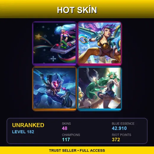 LAN | Cosmic Blade Master Yi | Star Guardian Soraka | Arcade Sona | Arcade Kai'Sa | 48 Skin | 117 Champ | Lv182