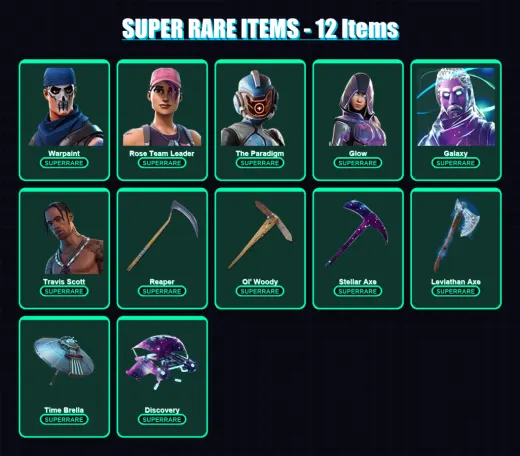 [PC] | Warpaint | Rose Team Leader | The Paradigm | Glow | Galaxy | 182 skin | 188 pickaxe | 143 emote | 147 glider | Lv2485